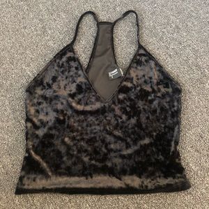 ◾️FOREVER21 Black Lace Racerback Plunge Crop Top◾️